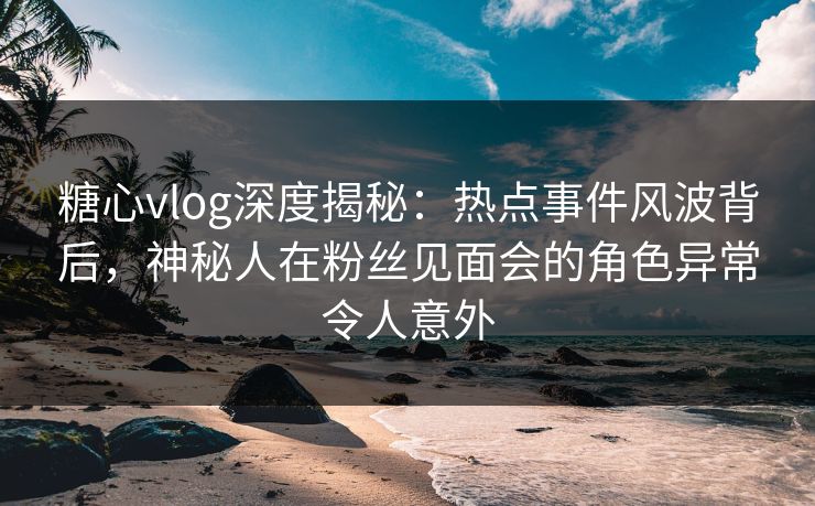 糖心vlog深度揭秘：热点事件风波背后，神秘人在粉丝见面会的角色异常令人意外