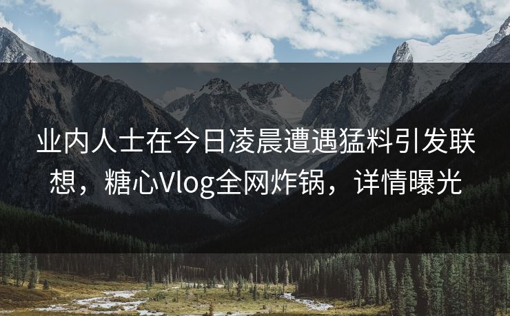 业内人士在今日凌晨遭遇猛料引发联想,糖心Vlog全网炸锅,详情曝光 业内人士在今日凌晨遭遇猛料引发联想,糖心Vlog全网炸锅,详情曝光