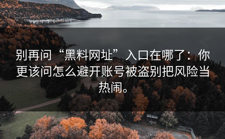 别再问“黑料网址”入口在哪了：你更该问怎么避开账号被盗别把风险当热闹。